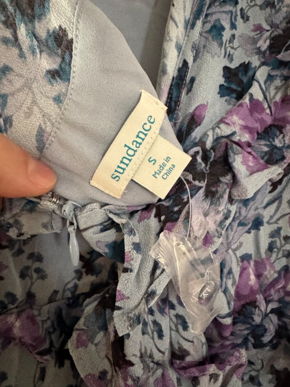 Sundance Blue Floral Dress – Size Small | High Neck Ruffle | Boho Romantic - Picture 9 of 9
